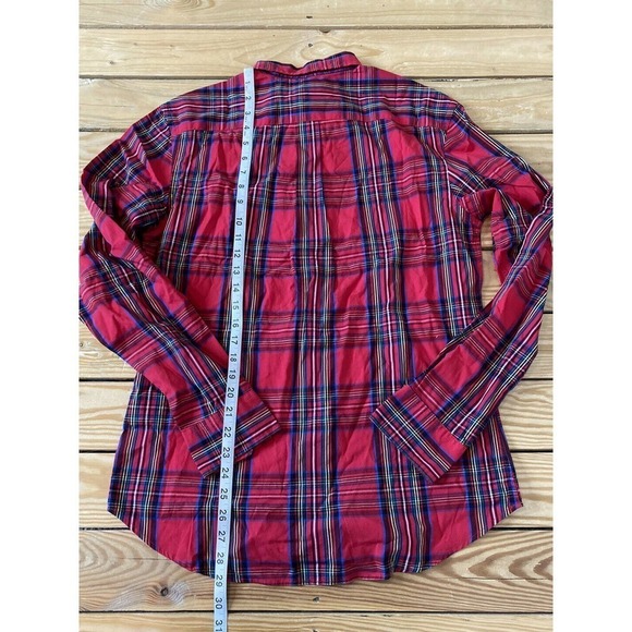 NWT Old Navy Every Day Plaid Button Up Shirt Size Medium Women’s Red Long Sleeve - Picture 6 of 8